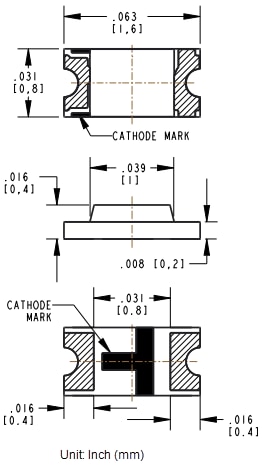 Mechanical Drawing - Dialight 599 Series 0603 SMD LEDs